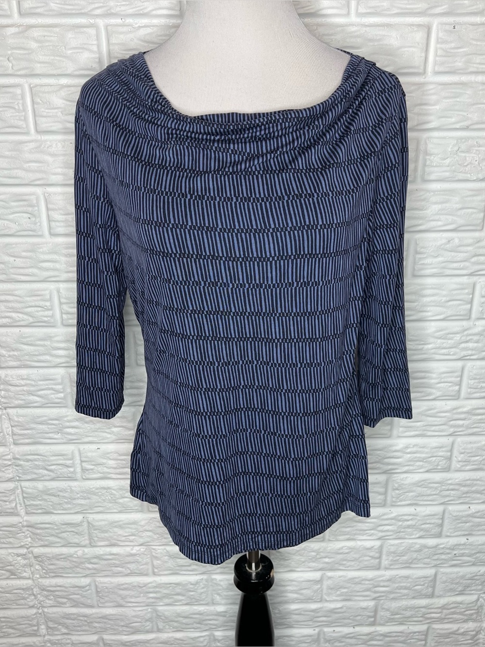 BODEN Blue Cowl Drape Neck Printed Top Size 14